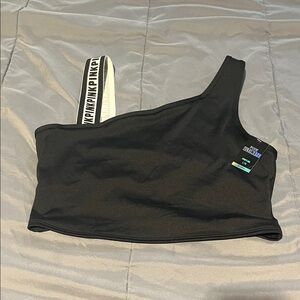 PINK Victoria's Secret Black One-Shoulder Top